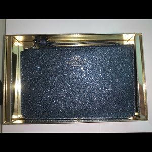 Star glitter “midnight” blue wristlet